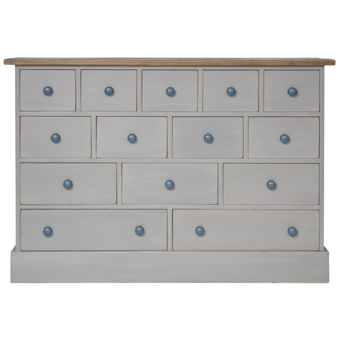 The No.14 Vintage Style Painted Bank of Shop Drawers For Sale