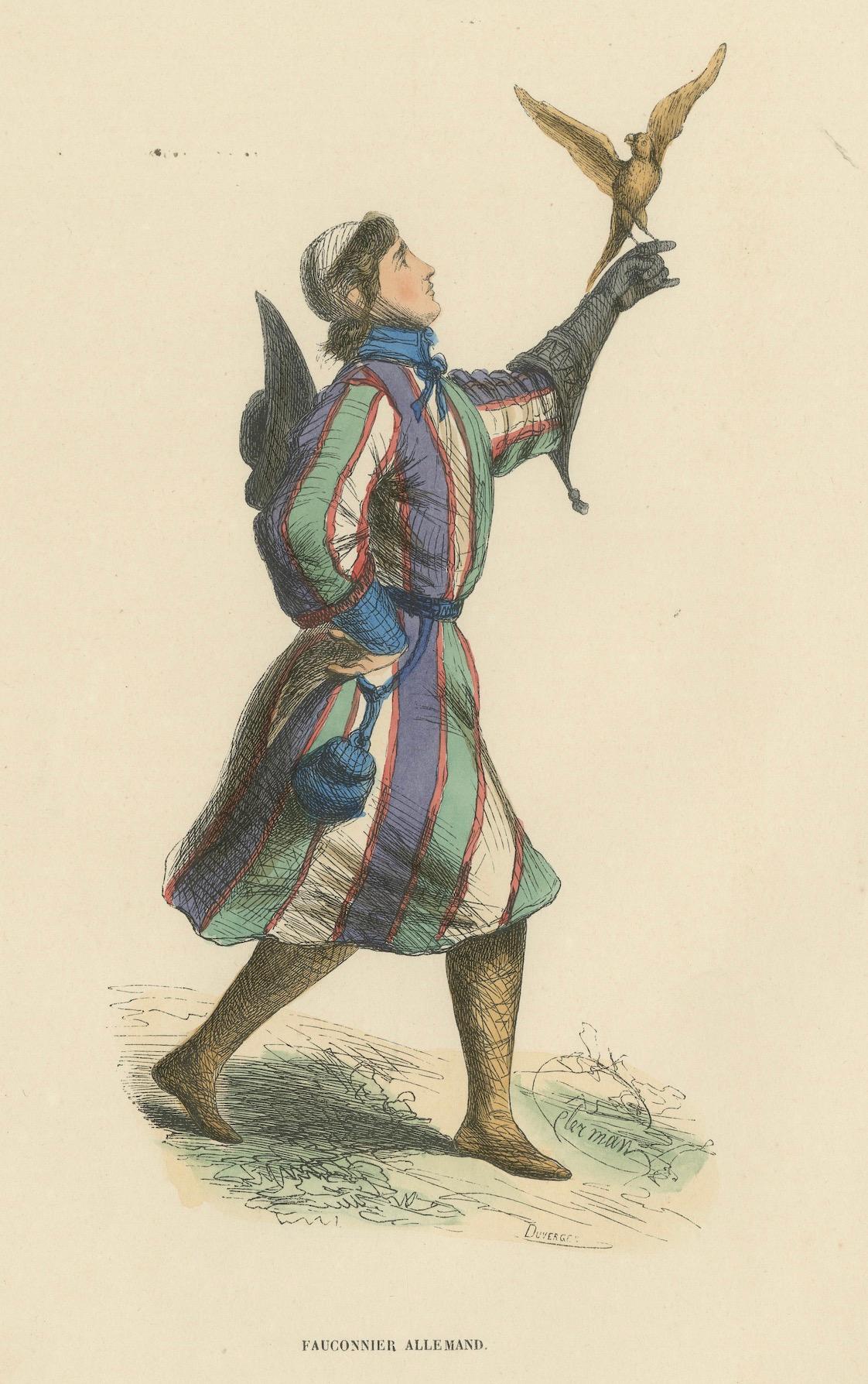 Paper The Noble Sport: A German Falconer in 'Costume du Moyen Âge, 1847 For Sale