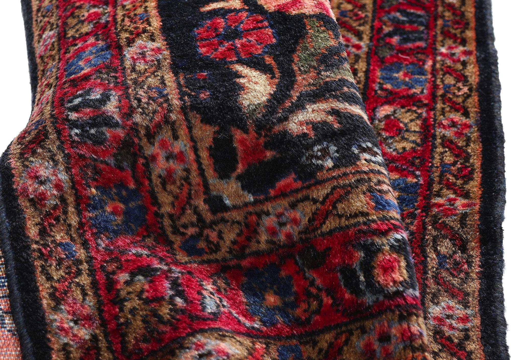 79277 Antique Persian Lilihan Rug Runner, 03'02 x 16'02. Woven in the heart of western Iran during the early decades of the 20th century, this hand-knotted wool antique Persian Lilihan runner is a rare and poetic example of village artistry elevated