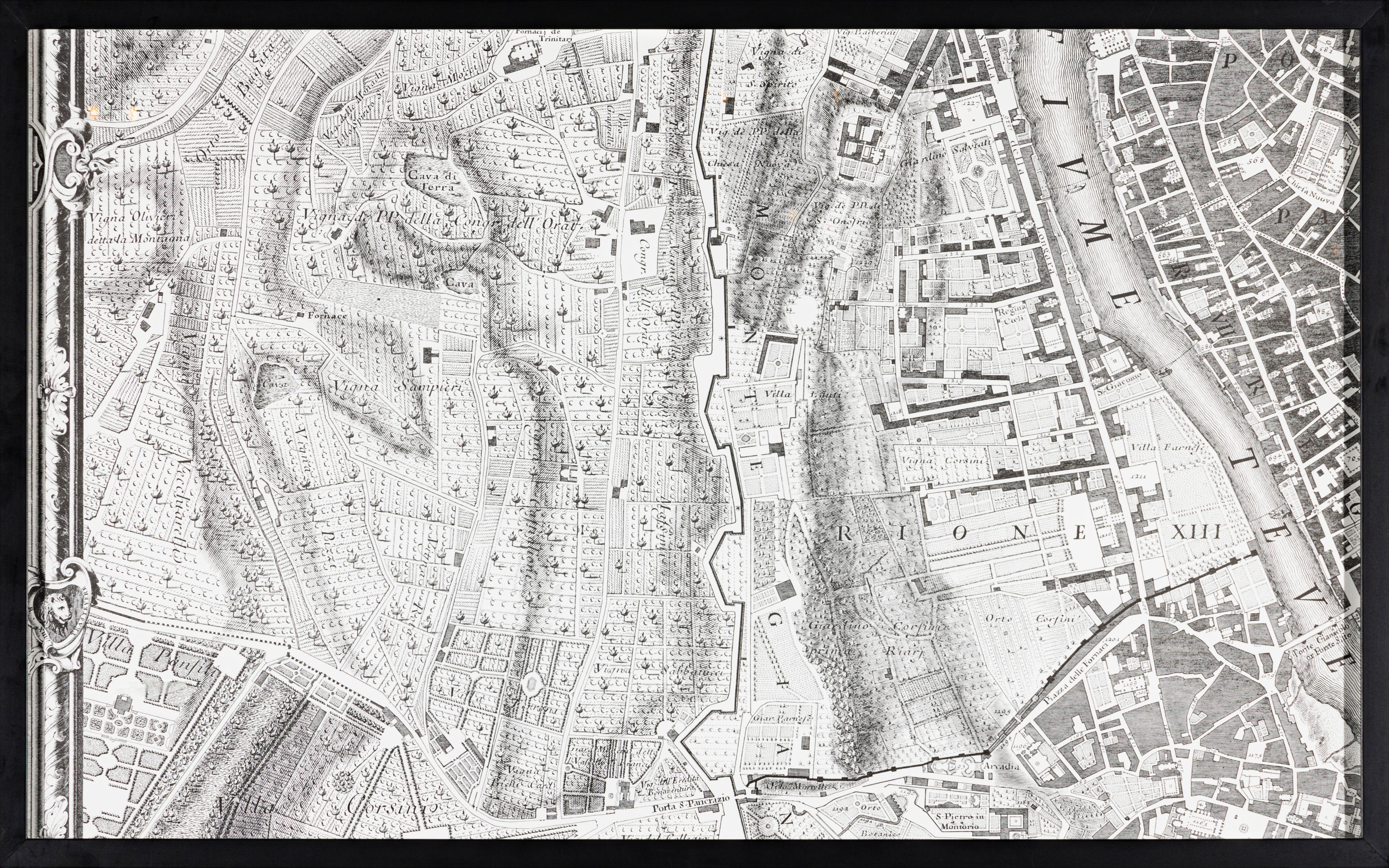 The NOLLI MAP of ROME of 1748 in FACSIMILE Custom Framed 3