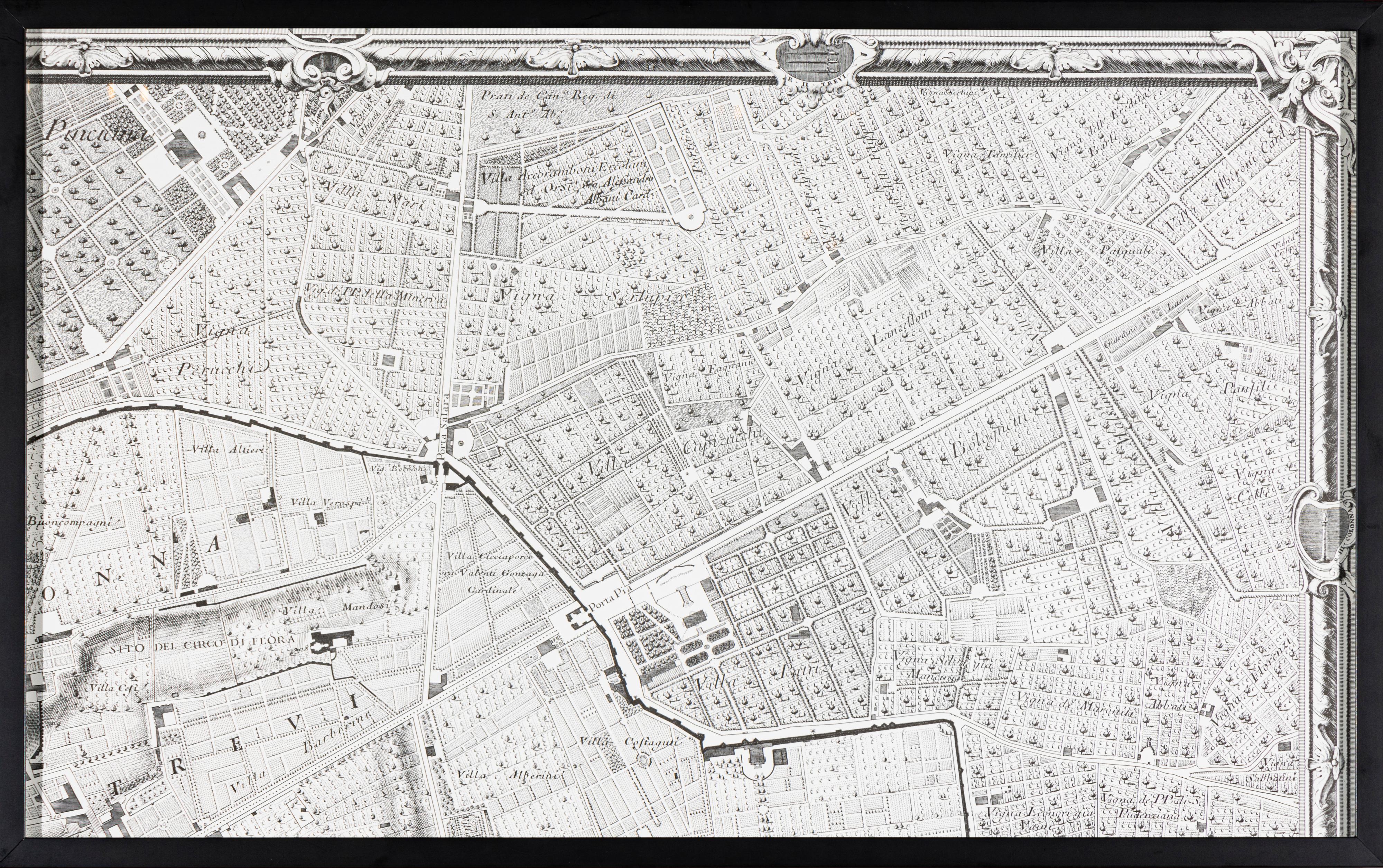 The NOLLI MAP of ROME of 1748 in FACSIMILE Custom Framed 4