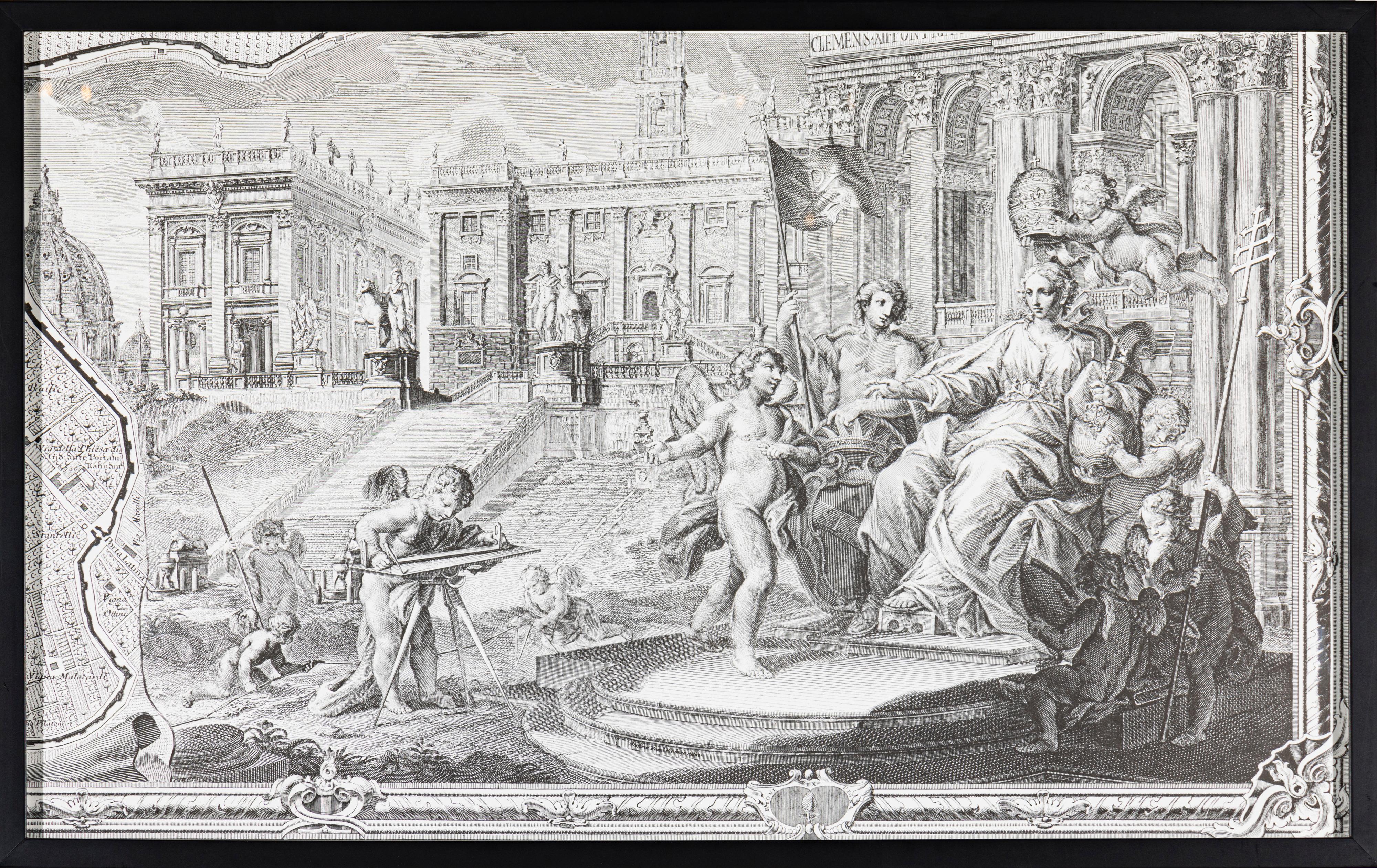This is a representation of NOLLI MAP of ROME of 1748 in FACSIMILE in 12 sheets, custom framed.  Additionally there are 2 small maps, custom framed.    The composite is an exact facsimile of the suite as published by Giambattista Nolli in 1748.