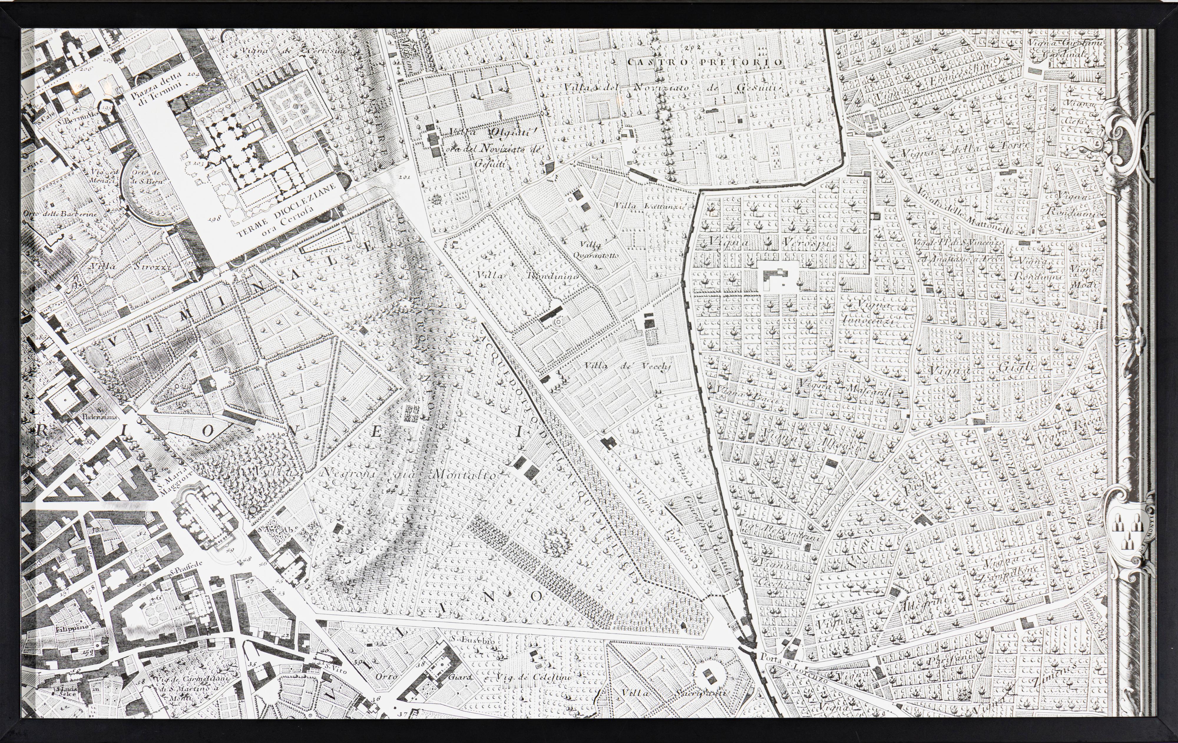 The NOLLI MAP of ROME of 1748 in FACSIMILE Custom Framed 1