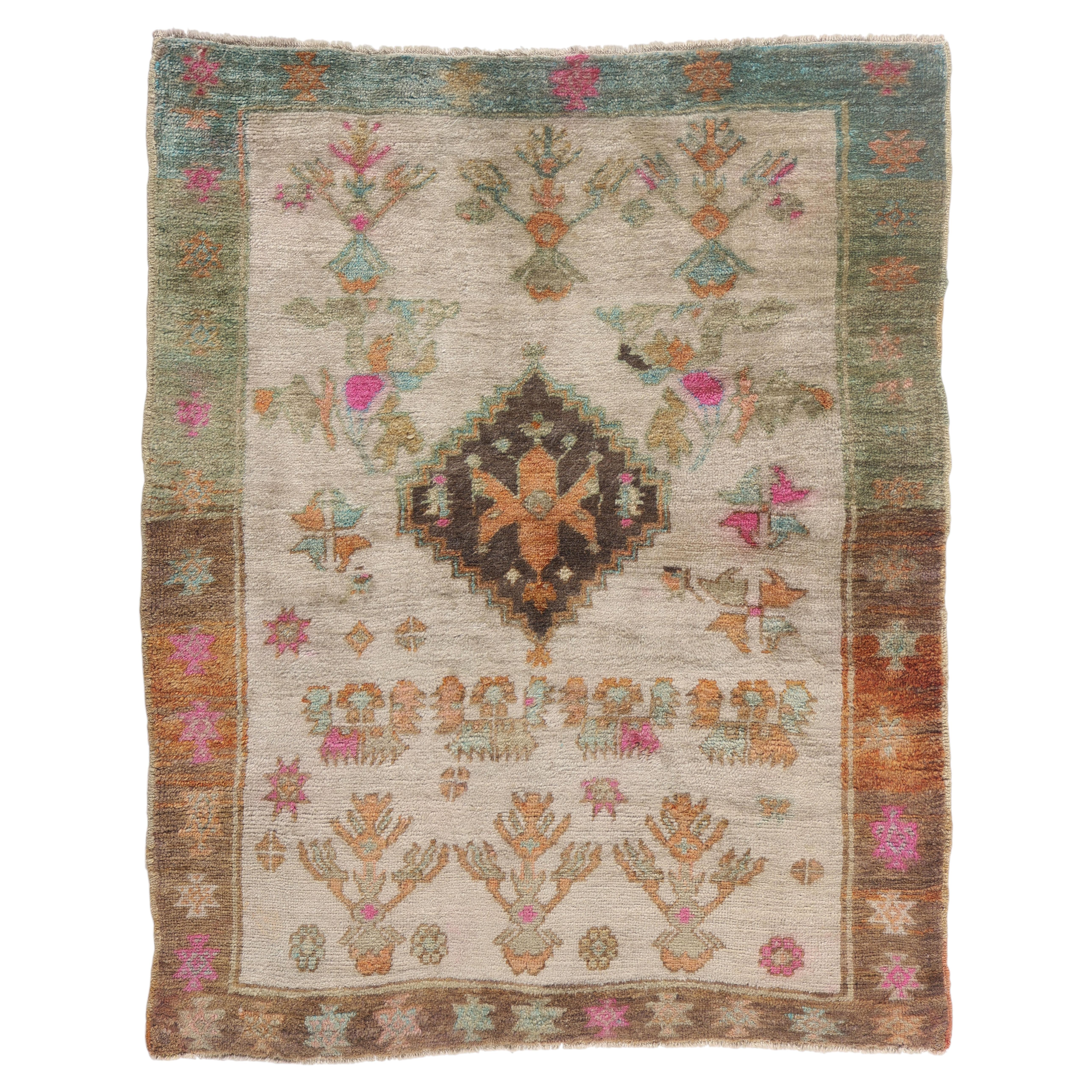 The Nomadic Constellation: A Vintage Turkish Tulu Masterpiece of Bohemian Grace For Sale