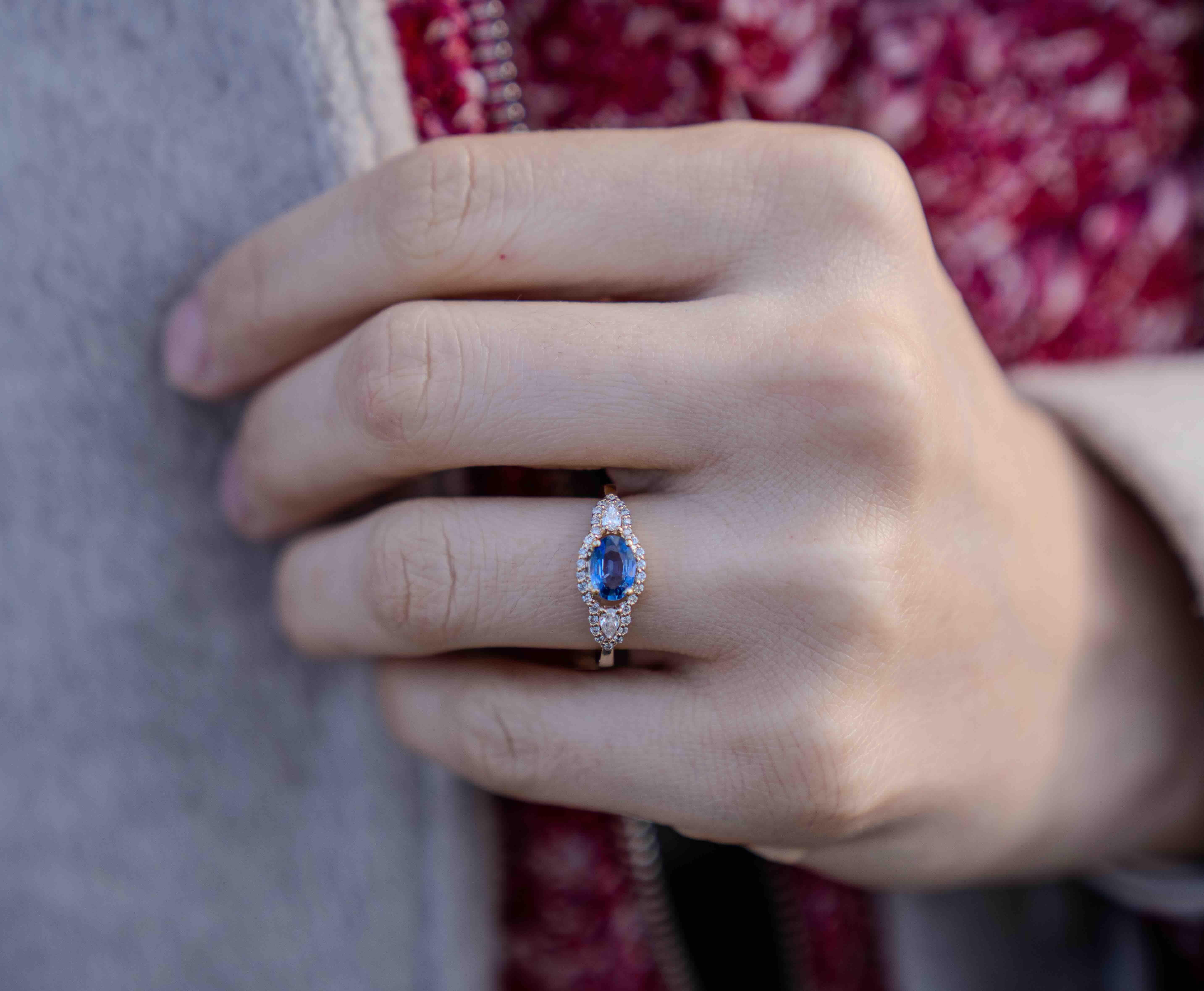 For Sale:  ”The Noor” Sapphire Engagement Ring 4