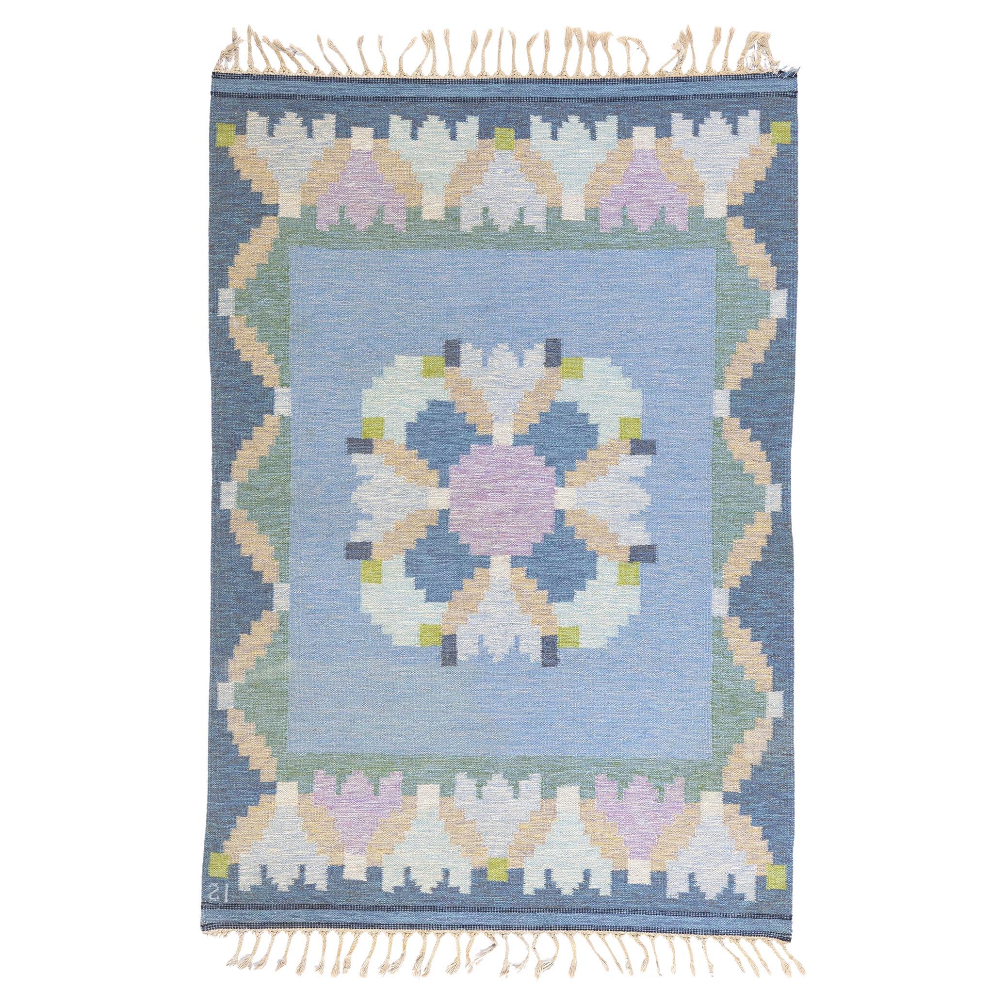 The Nordic Sky Garden: Vintage Swedish Rollakan Masterpiece of Mid-Century Grace