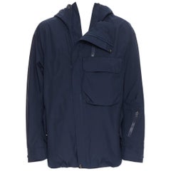 THE NORTH FACE GORE TEX blue asymmetric zip patch pocket hood windbreaker M / L