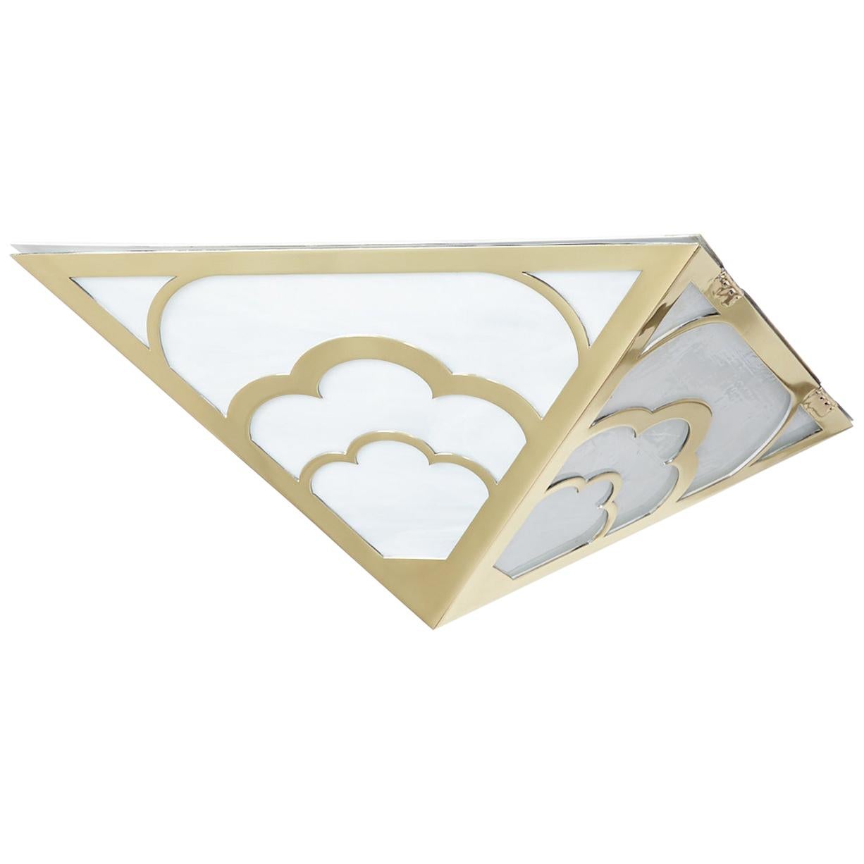 Nuages Deco Flush Mount in Brass by David Duncan For Sale