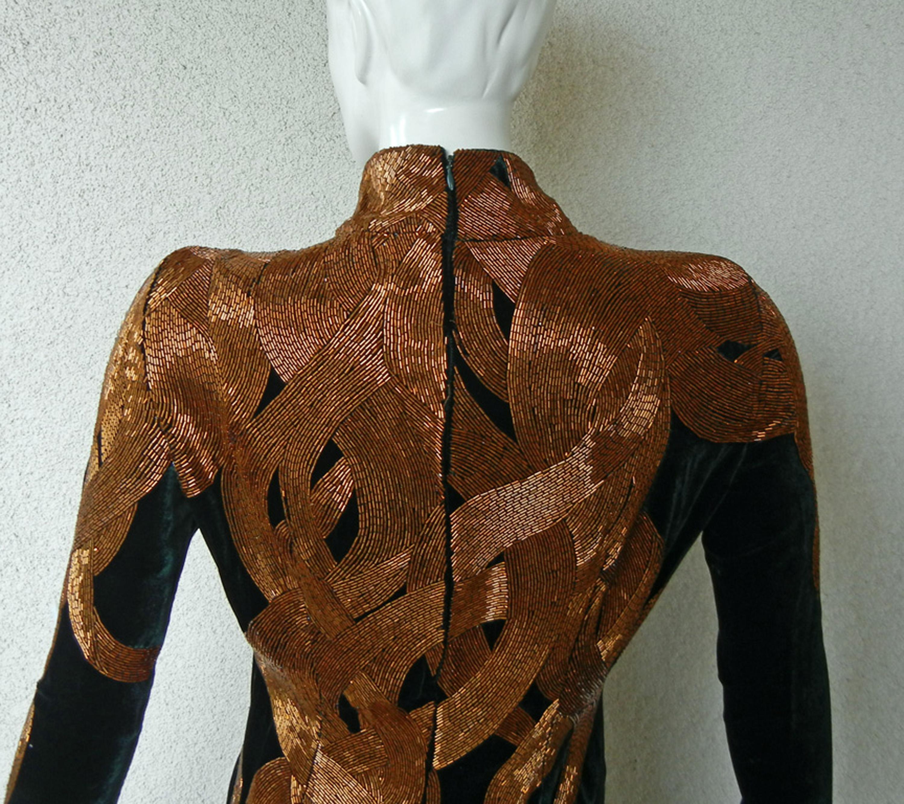 The NWT Alexander McQueen 2007 Velvet Beaded Flame Gown  Entrance Maker!  For Sale 1