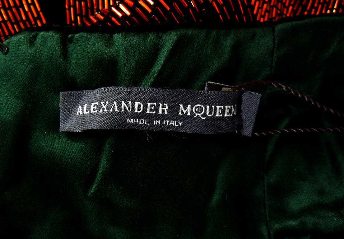 The NWT Alexander McQueen 2007 Velvet Beaded Flame Gown  Entrance Maker!  For Sale 2