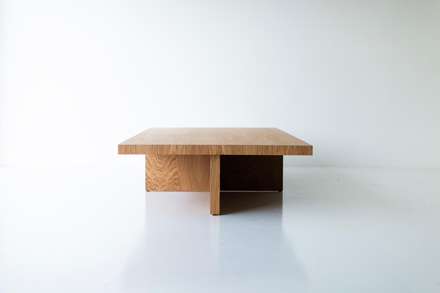 Bertu Coffee Table, Cross Base Coffee Table, Modern, White Oak, Oakley

This Oakley Cross Base Coffee Table in White Oak is made in the heart of Ohio with locally sourced wood. Each table is hand-made with mitered corners from white oak veneer and