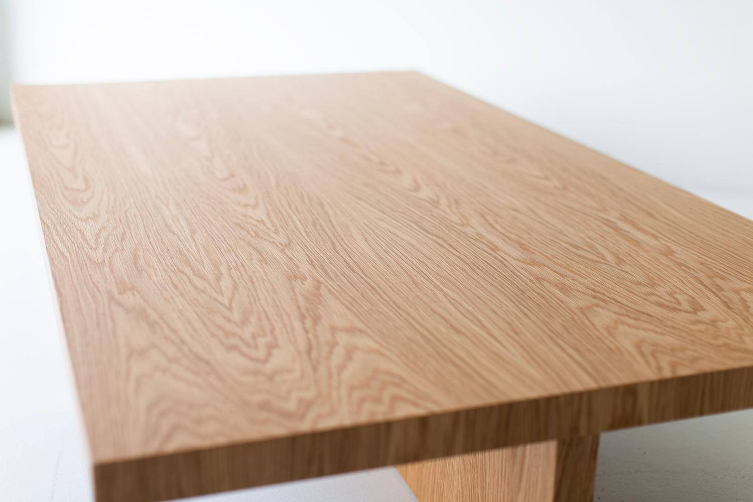 Hand-Crafted Bertu Coffee Table, Cross Base Coffee Table, Modern, White Oak, Oakley For Sale