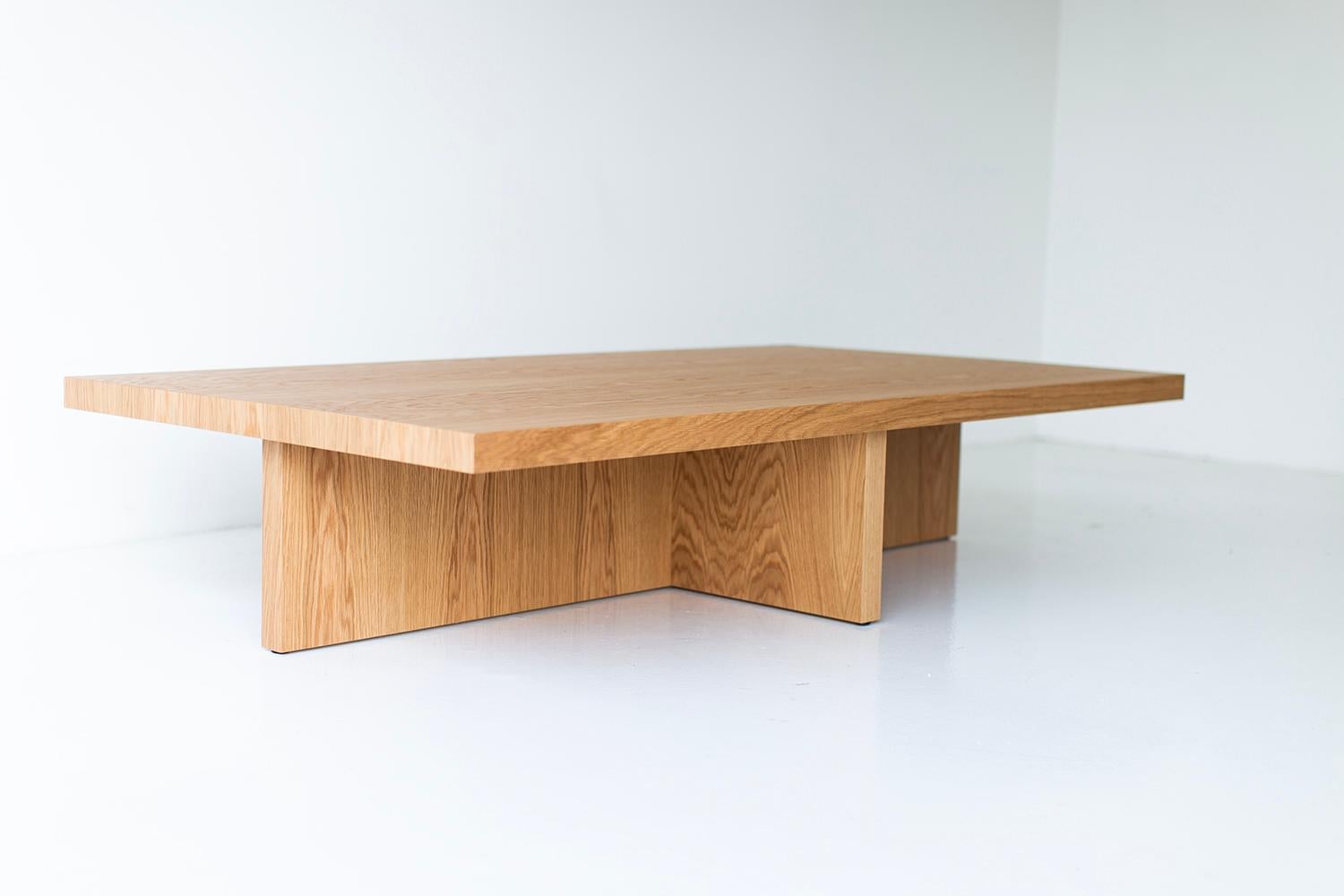 Wood Bertu Coffee Table, Cross Base Coffee Table, Modern, White Oak, Oakley For Sale