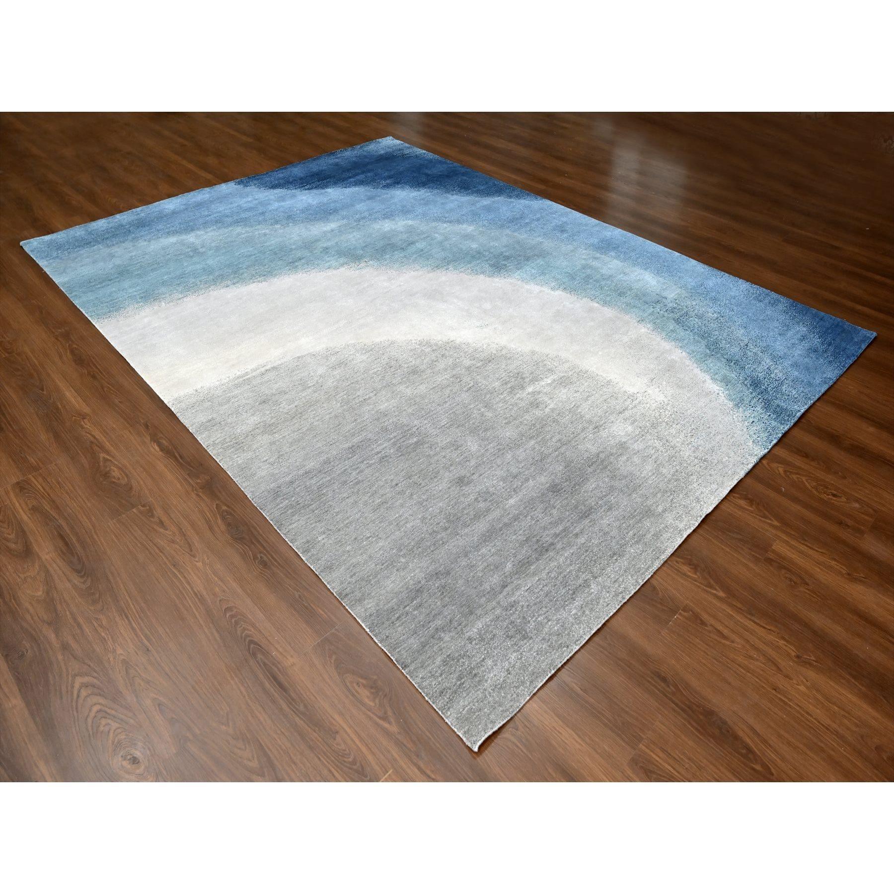 THE OCEAN Moderner handgeknüpfter Teppich aus 100 % Wolle mit Gradation-Design 9'0
