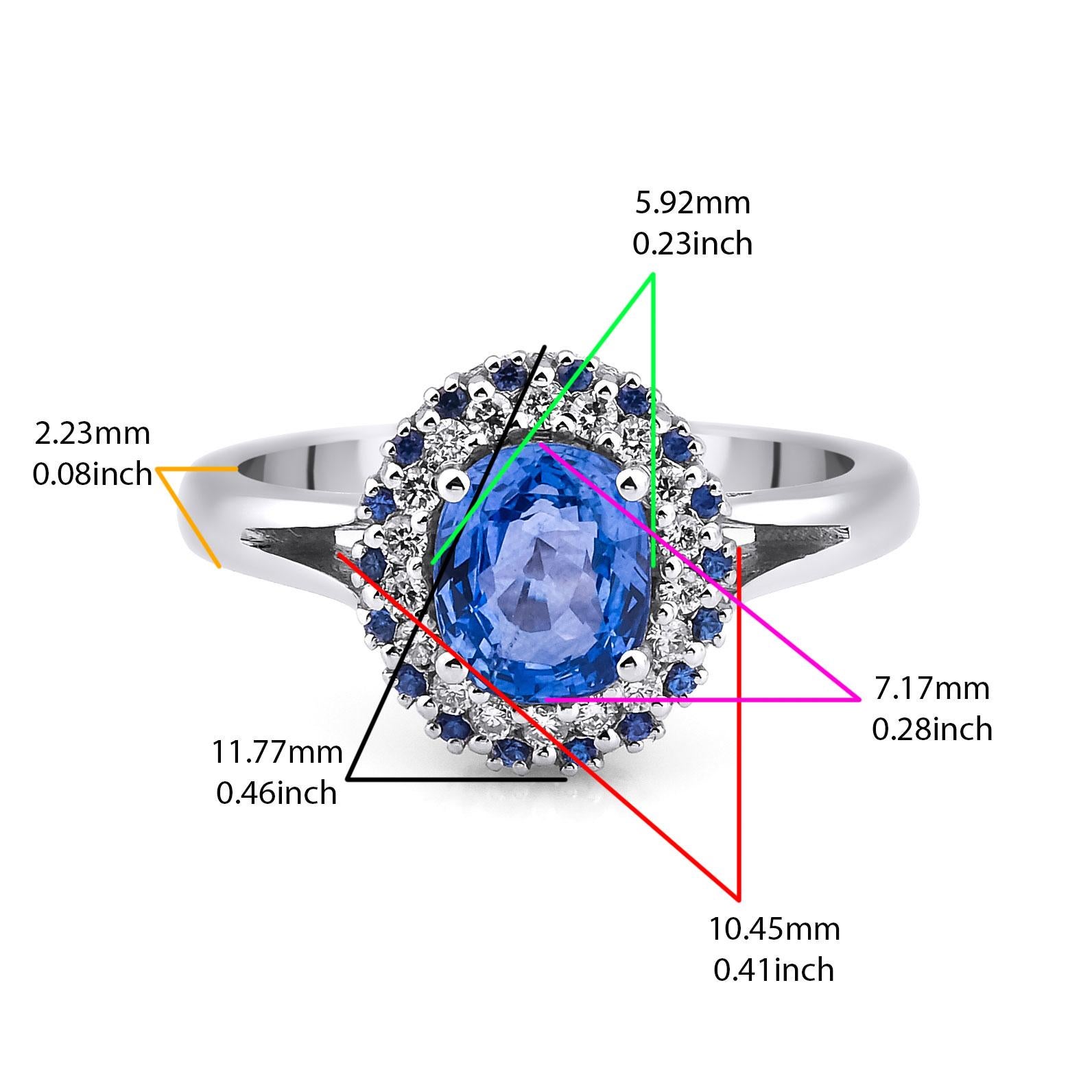 For Sale:  The Ocean Sapphire And Diamond Halo Engagement Ring 4