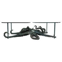 "The Octopus", Table with a Base in the Shape of an Octopus in Patinated Bronze