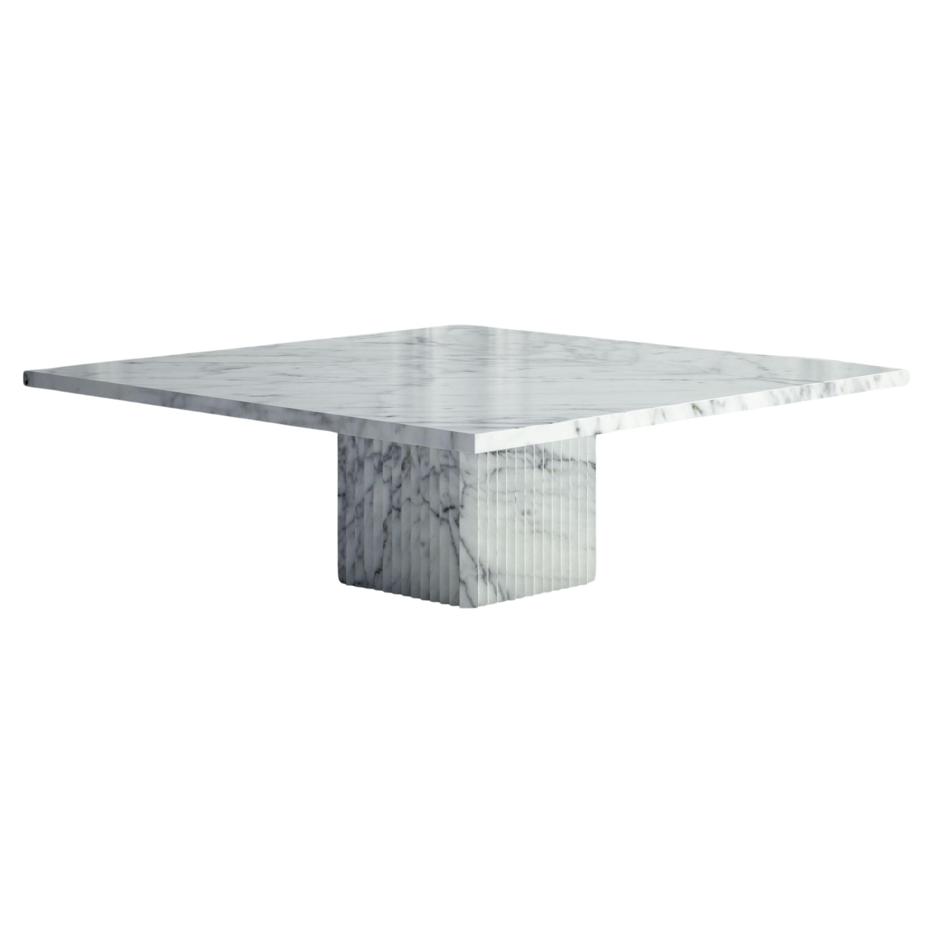 The Odette: A Modern Stone Coffee Table with a Square Top and a Square Base For Sale