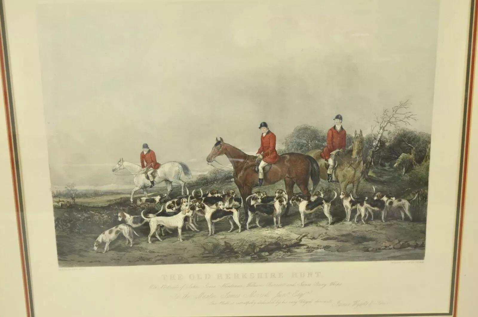 Unknown The Old Berkshire Hunt Lithograph Engraved Framed Print Painting by John Goode For Sale