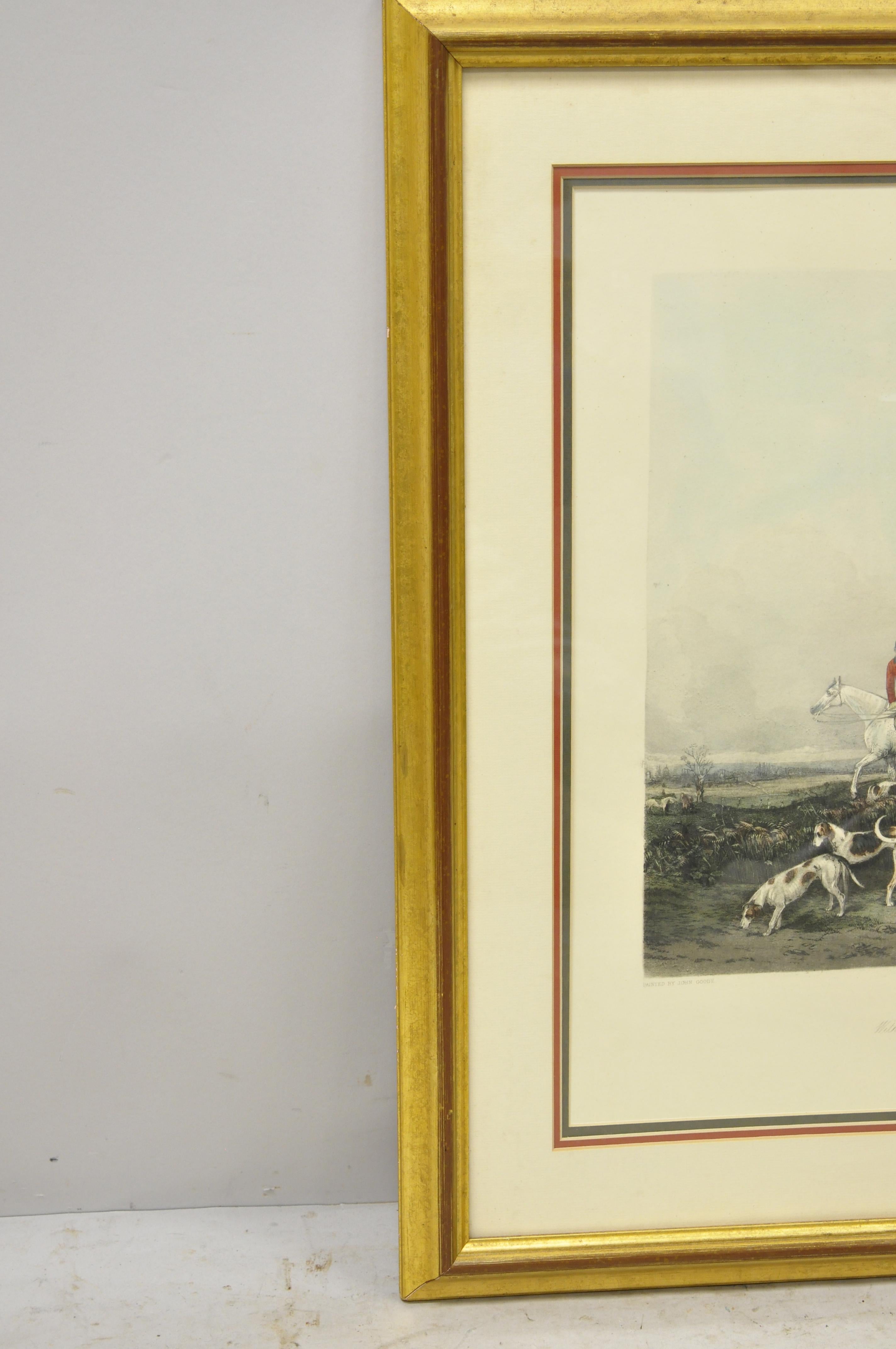 Old Berkshire Hunt Lithograph Framed Print Painting by John Goode Engraved In Good Condition For Sale In Philadelphia, PA