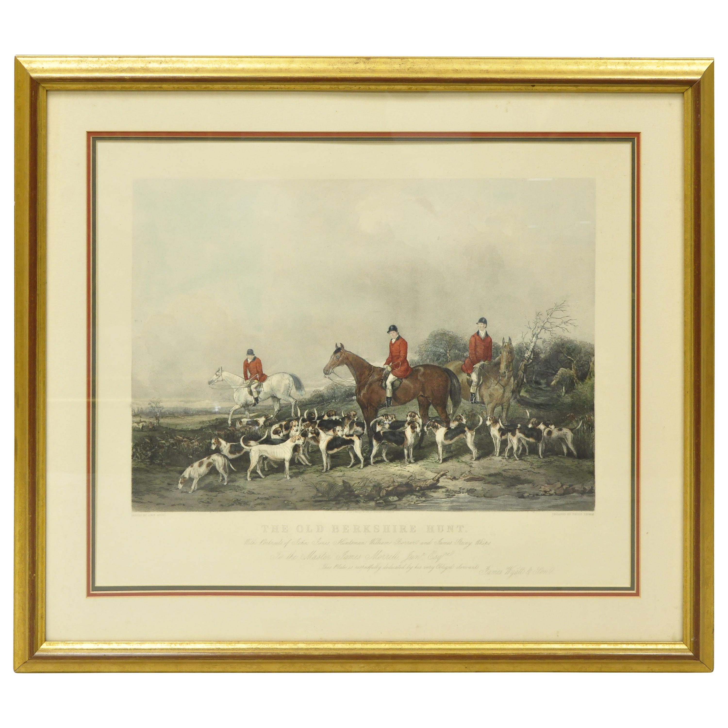Old Berkshire Hunt Lithograph Framed Print Painting by John Goode Engraved For Sale