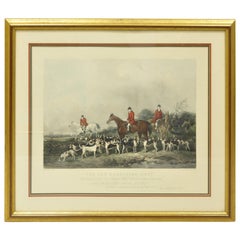 Antique Old Berkshire Hunt Lithograph Framed Print Painting by John Goode Engraved