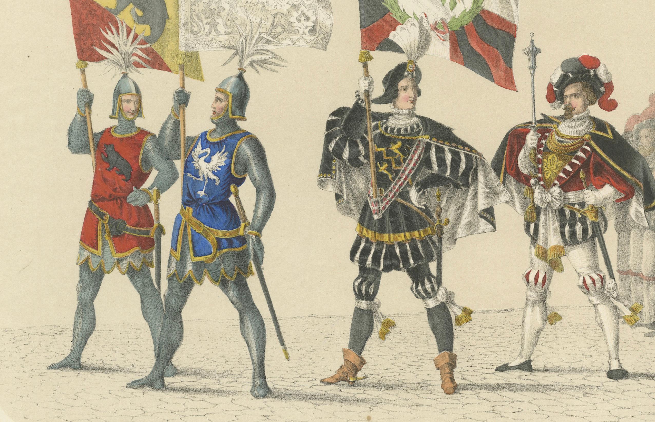 The Old Bernese Banners - Eine prächtige Prozession von Rittern und Honor Guards, 1855 im Zustand „Gut“ im Angebot in Langweer, NL