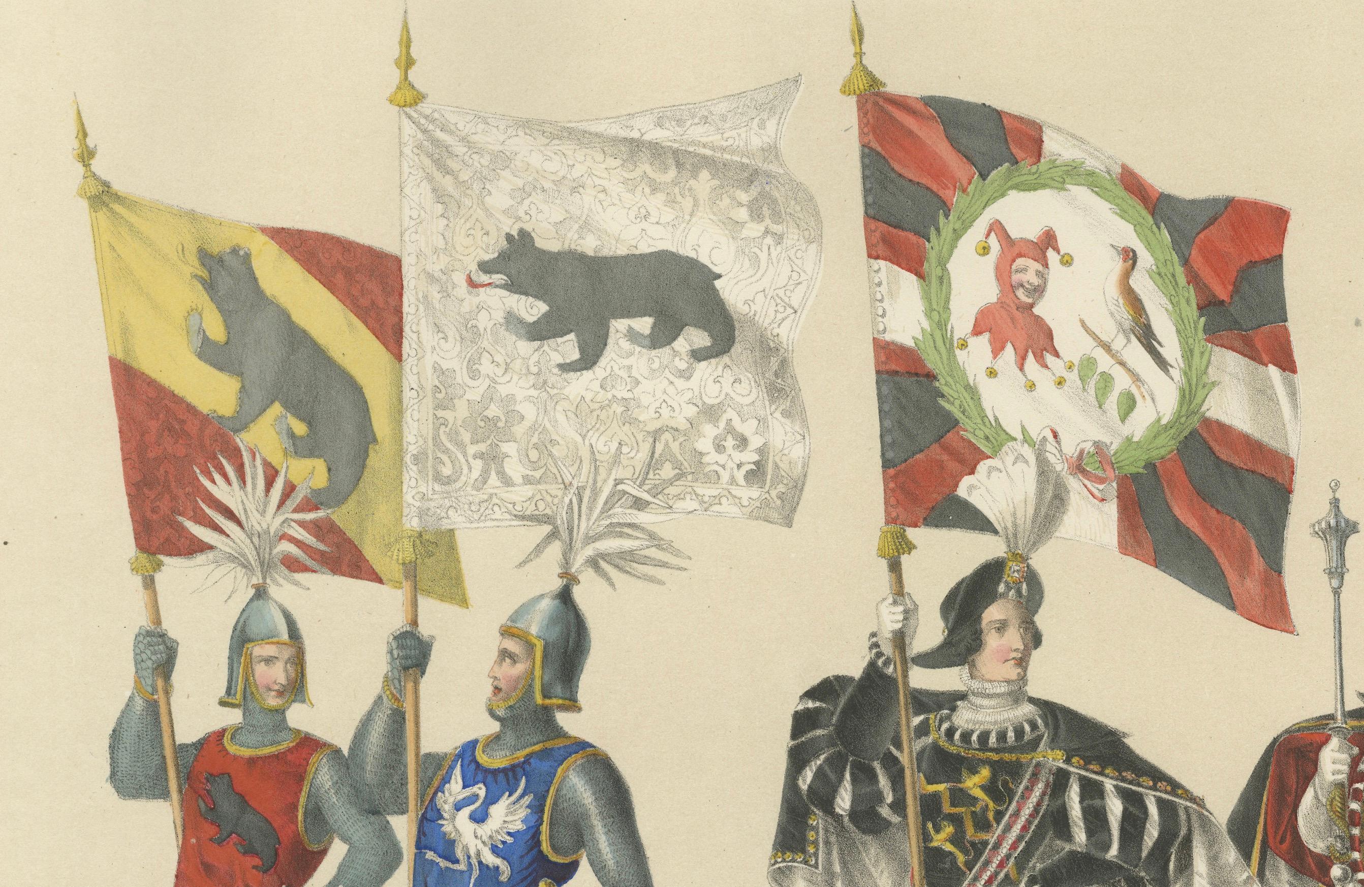 The Old Bernese Banners - Eine prächtige Prozession von Rittern und Honor Guards, 1855 (Mittleres 19. Jahrhundert) im Angebot