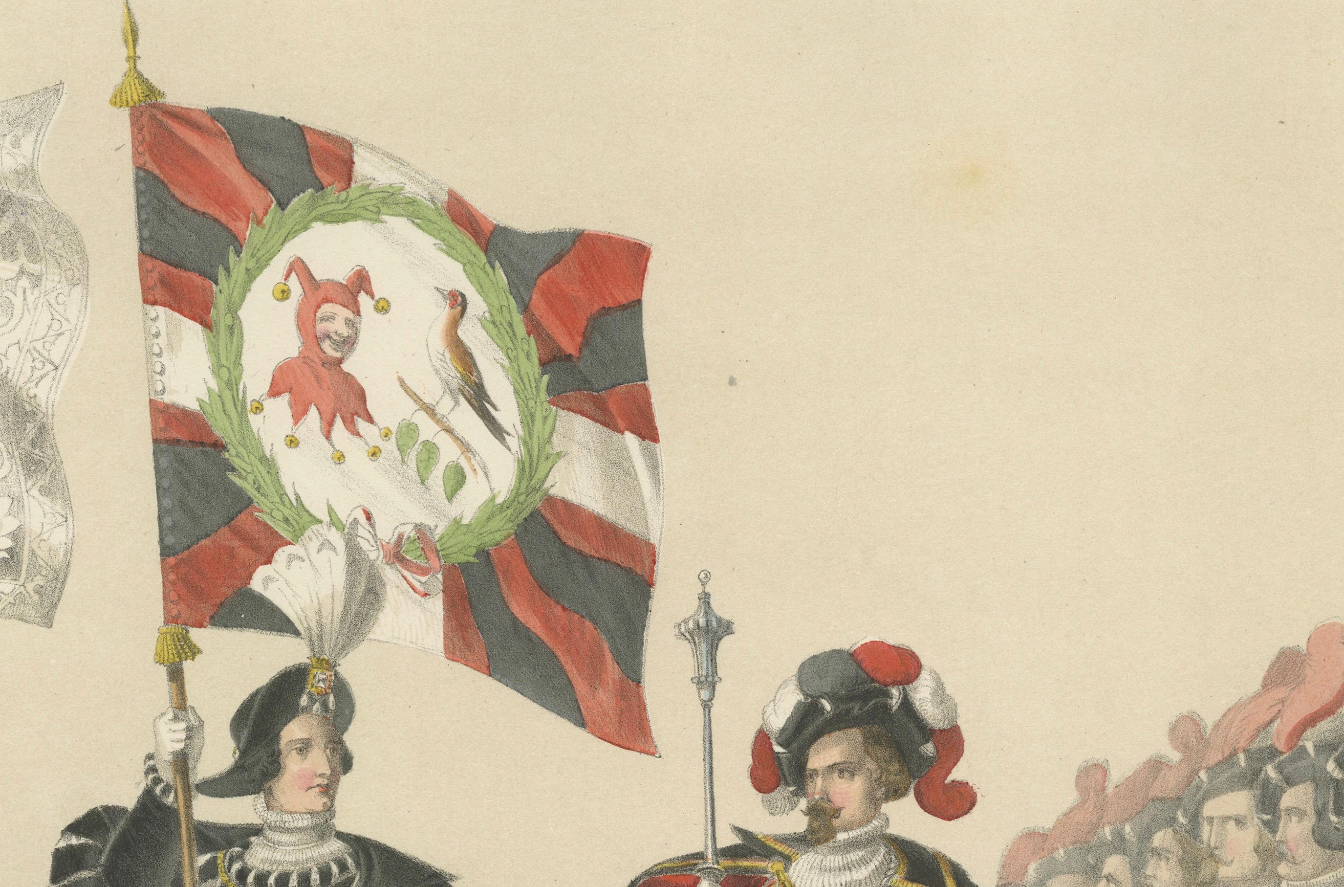 The Old Bernese Banners - Eine prächtige Prozession von Rittern und Honor Guards, 1855 im Angebot 2