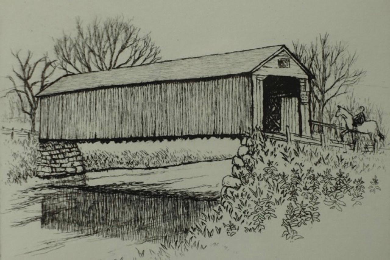 covered bridge drawing