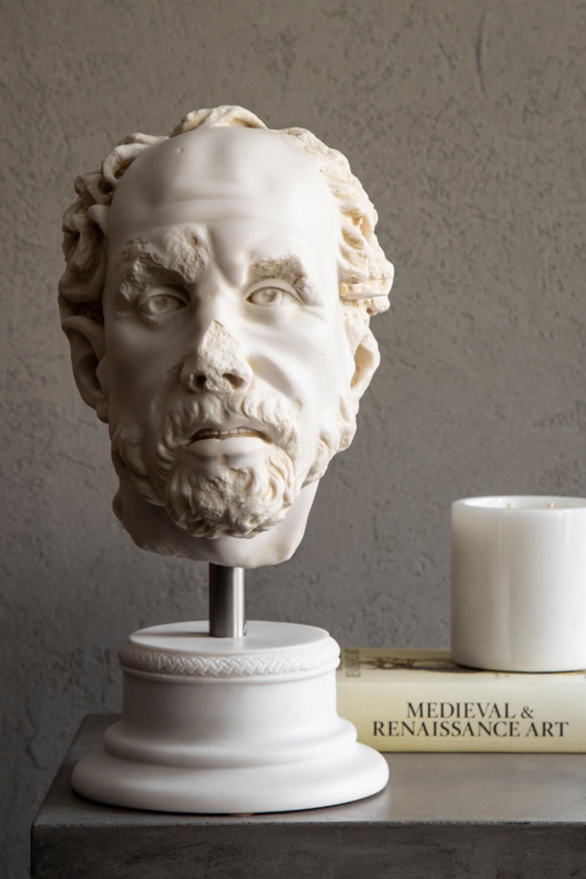 Turkish The Old Fisher Man Bust Made with Compressed Marble Powder, Aphrodisias Museum For Sale