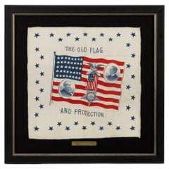 "The Old Flag and Protection" Benjamin Harrison Campaigner Taschentuch, 1888