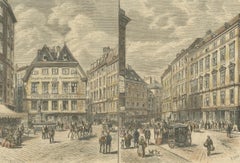 Der Alte Graben in Wien - Handkolorierter Kupferstich aus dem 19. Jahrhundert, 1853