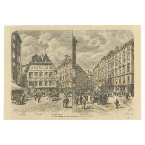 The Old Graben in Vienna – 19th-Century Hand-Colored Engraving, 1853