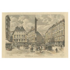 Antique The Old Graben in Vienna – 19th-Century Hand-Colored Engraving, 1853
