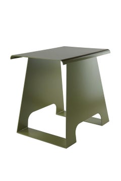 Mesa auxiliar de banco de diseño holandés contemporáneo para interior y exterior de metal verde 'ral 6013'