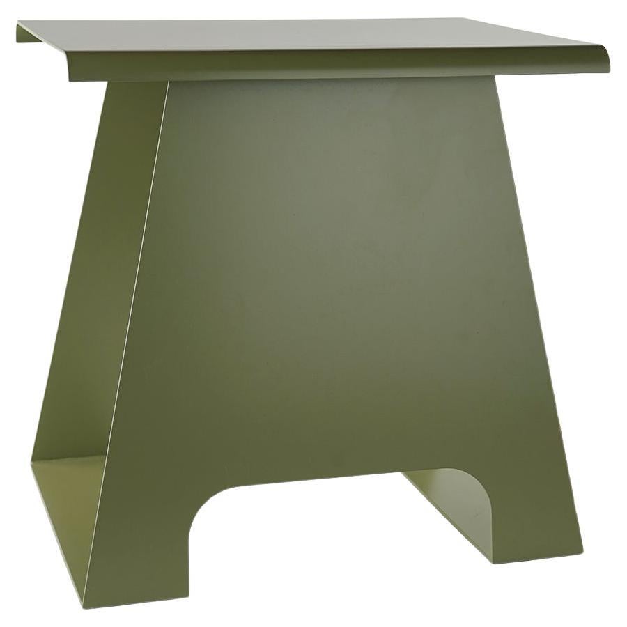 Contemporary Dutch Design Bench Side Table indoor outdoor Metal Green 'ral 6013' For Sale