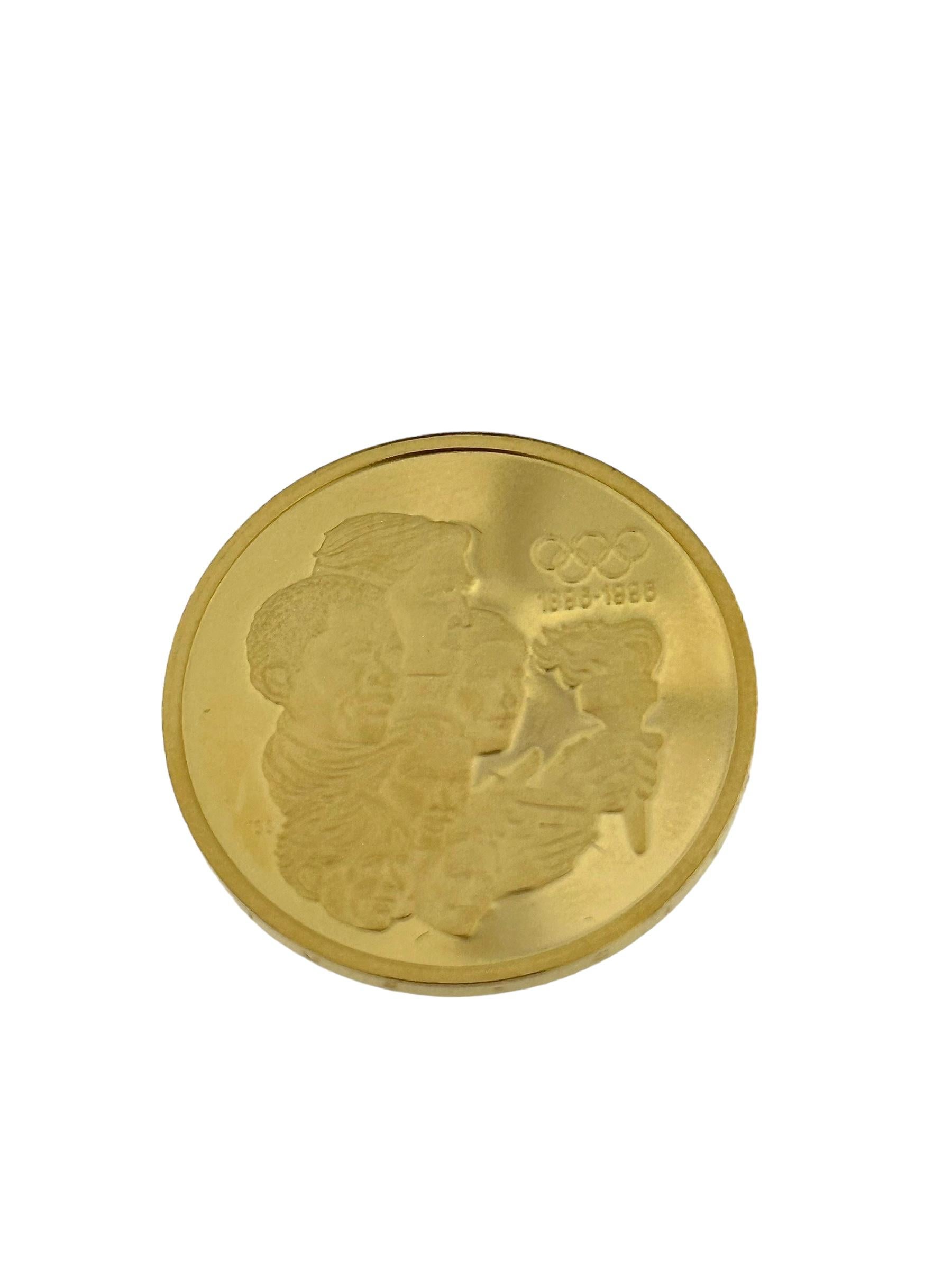 La pièce de monnaie du Centenaire des Jeux olympiques en or jaune 22 carats 1992 Excellent état - En vente à Esch sur Alzette, Esch-sur-Alzette