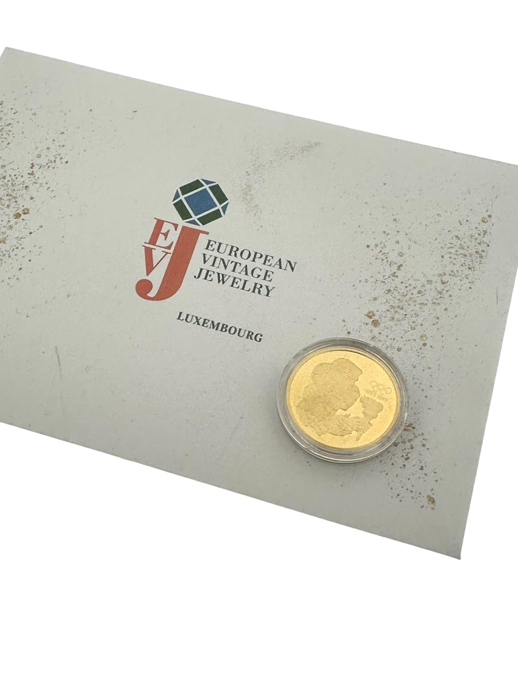 La pièce de monnaie du Centenaire des Jeux olympiques en or jaune 22 carats 1992 en vente 1
