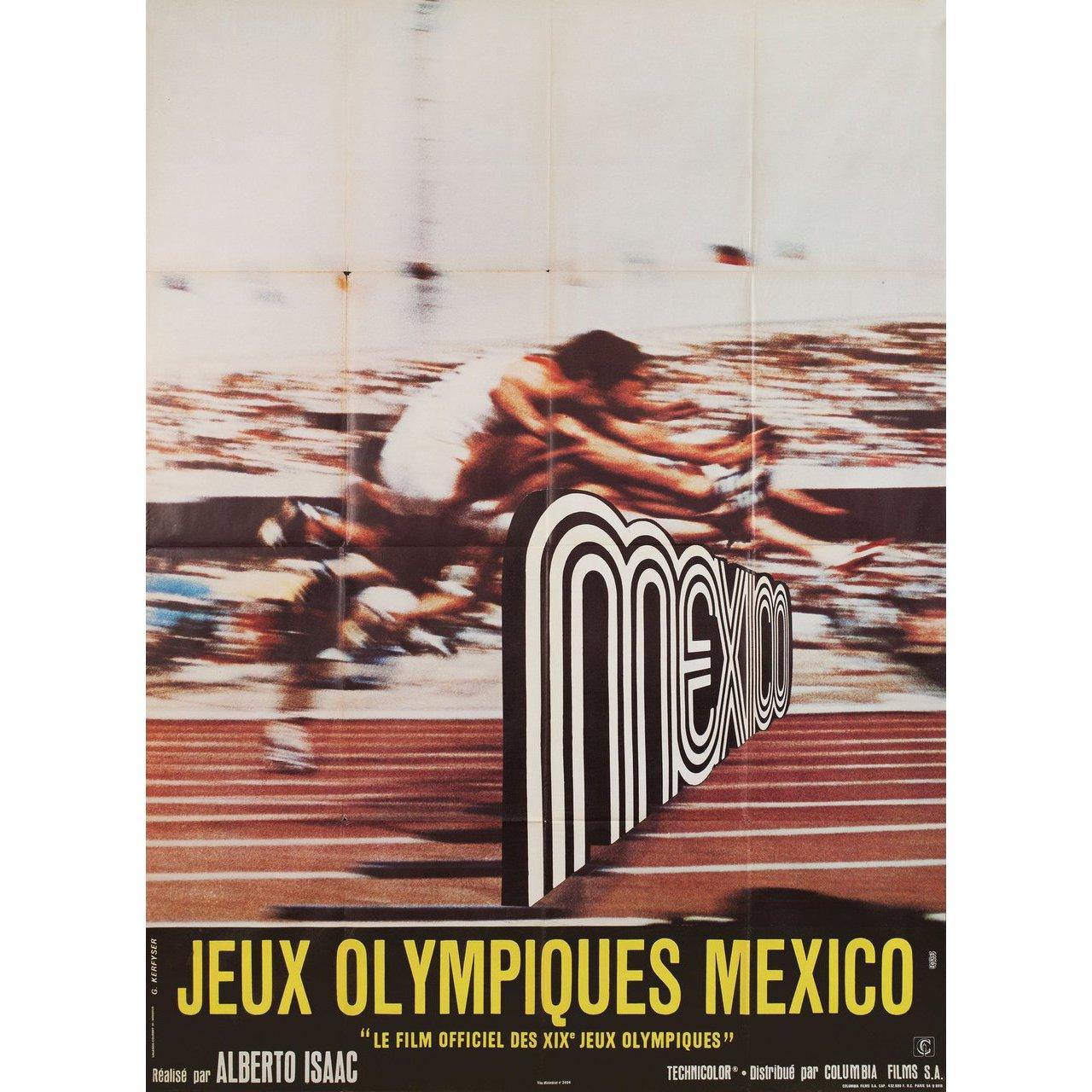 Original 1969 French grande poster by Georges Kerfyser for the documentary film The Olympics in Mexico (Olimpiada en Mexico) directed by Alberto Isaac with Enrique Lizalde / Roberto Morales. Very Good-Fine condition, folded. Many original posters