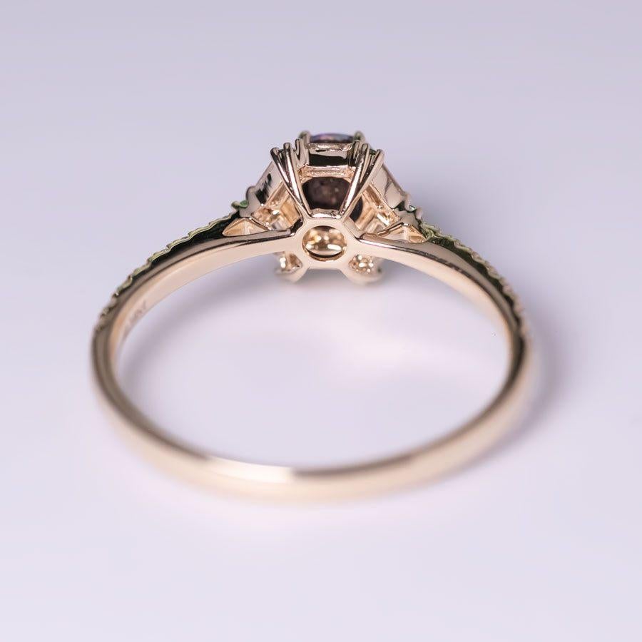 The One - Boulder Opal, Baguette Cut Diamond, Tsavorite Engagement Ring 14K Gold For Sale 1