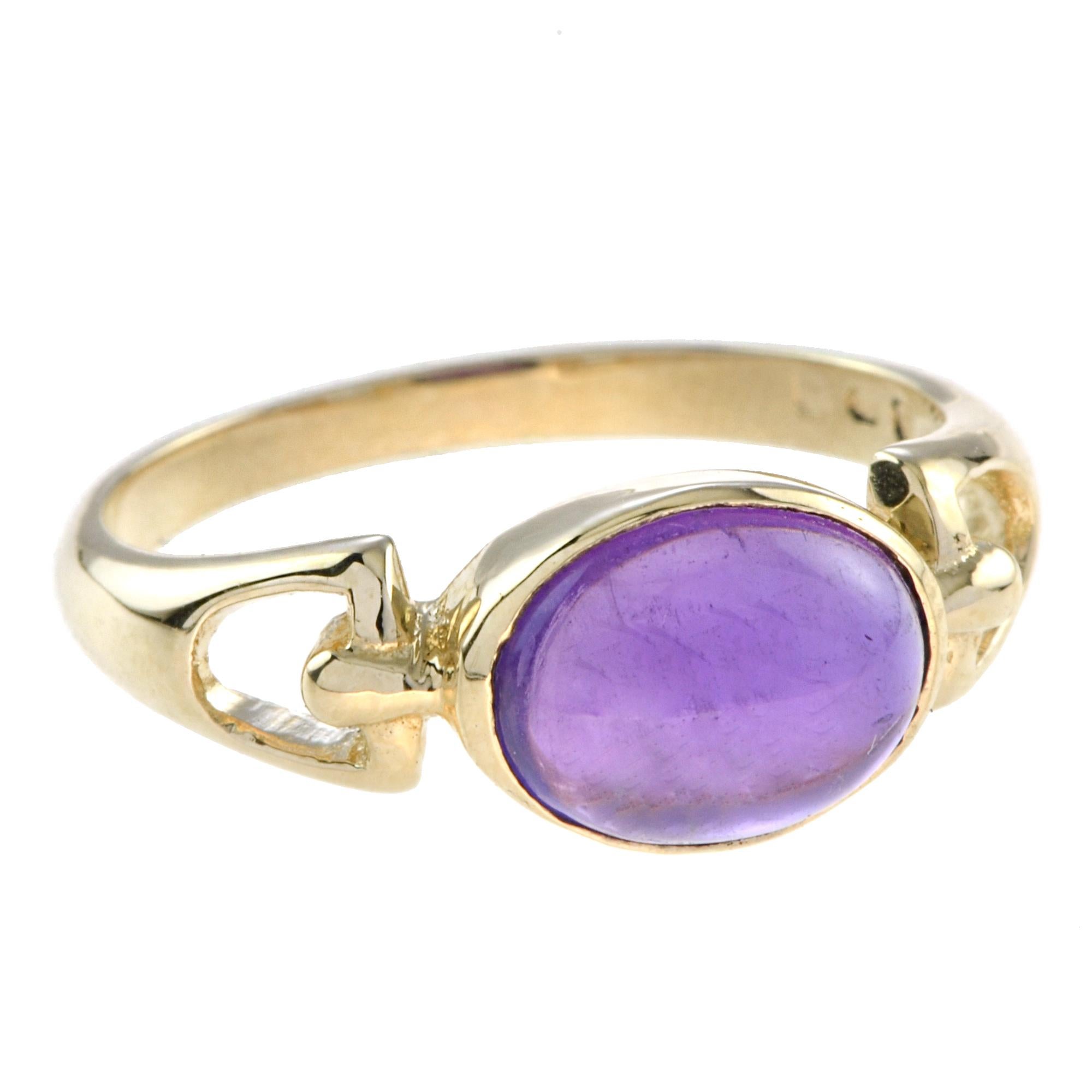 For Sale:  The One Classic Amethyst Cabochon Ring in 14K Yellow Gold 2