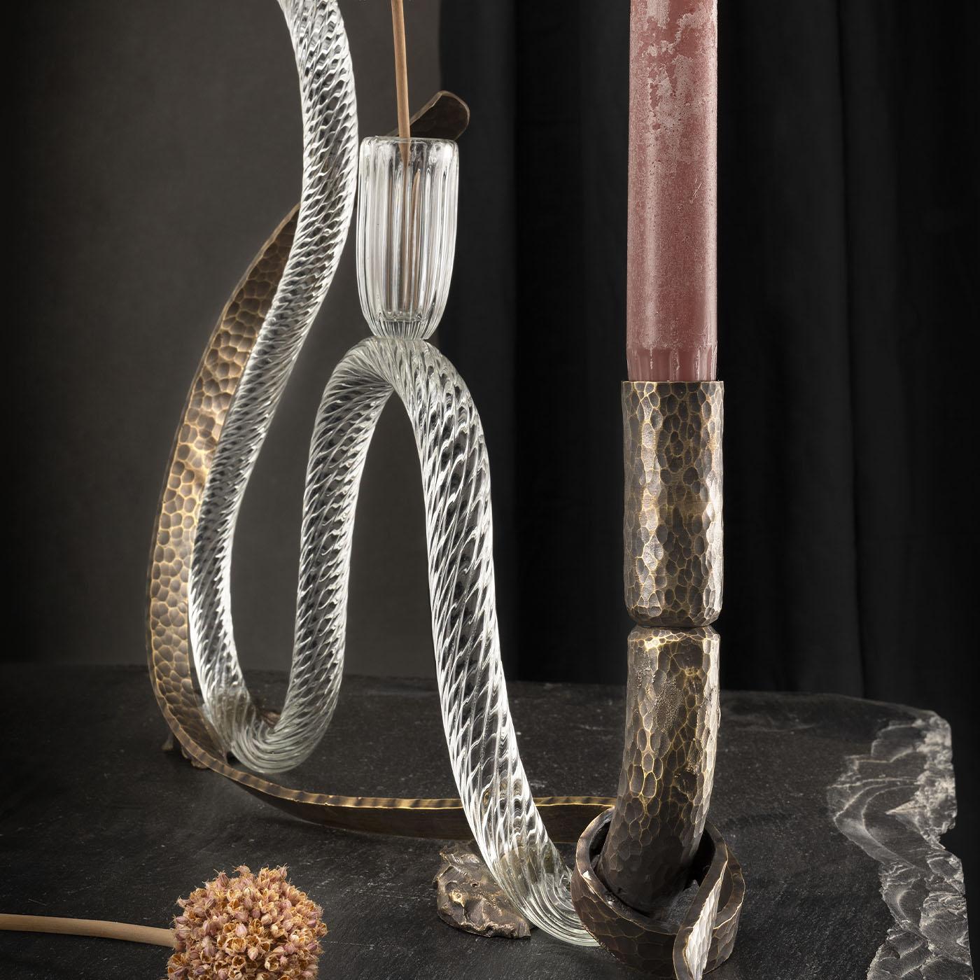 The One Curved Murano Glass Candle Holder In New Condition For Sale In Milan, IT