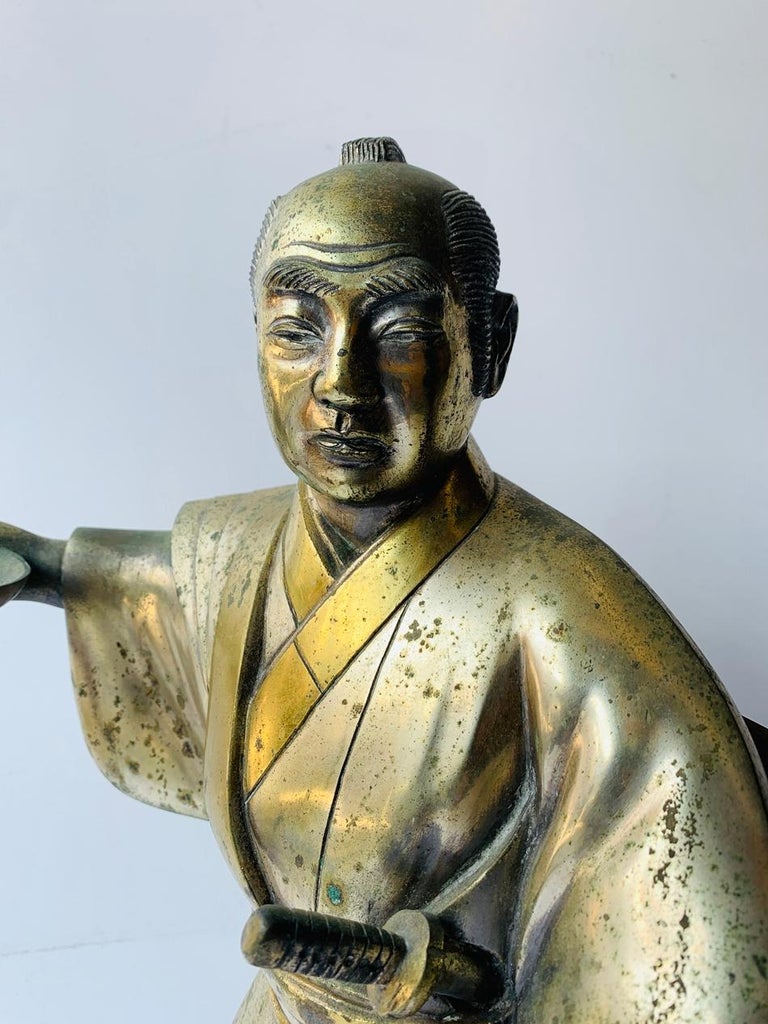 THE ONE, Japanese Samurai Sculpture in Solid Brass For Sale at 1stDibs