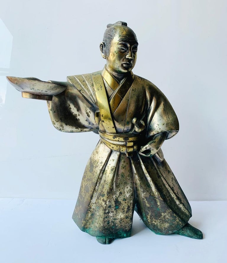 THE ONE, Japanese Samurai Sculpture in Solid Brass For Sale at 1stDibs