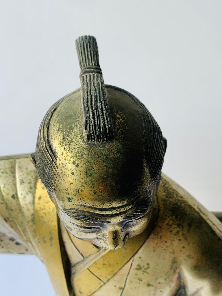 THE ONE, Japanese Samurai Sculpture in Solid Brass For Sale at 1stDibs