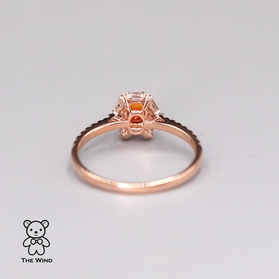 The One - Rare Two Tones Fire Opal Baguette Cut Diamond Sapphire Engagement Ring In New Condition For Sale In Suwanee, GA
