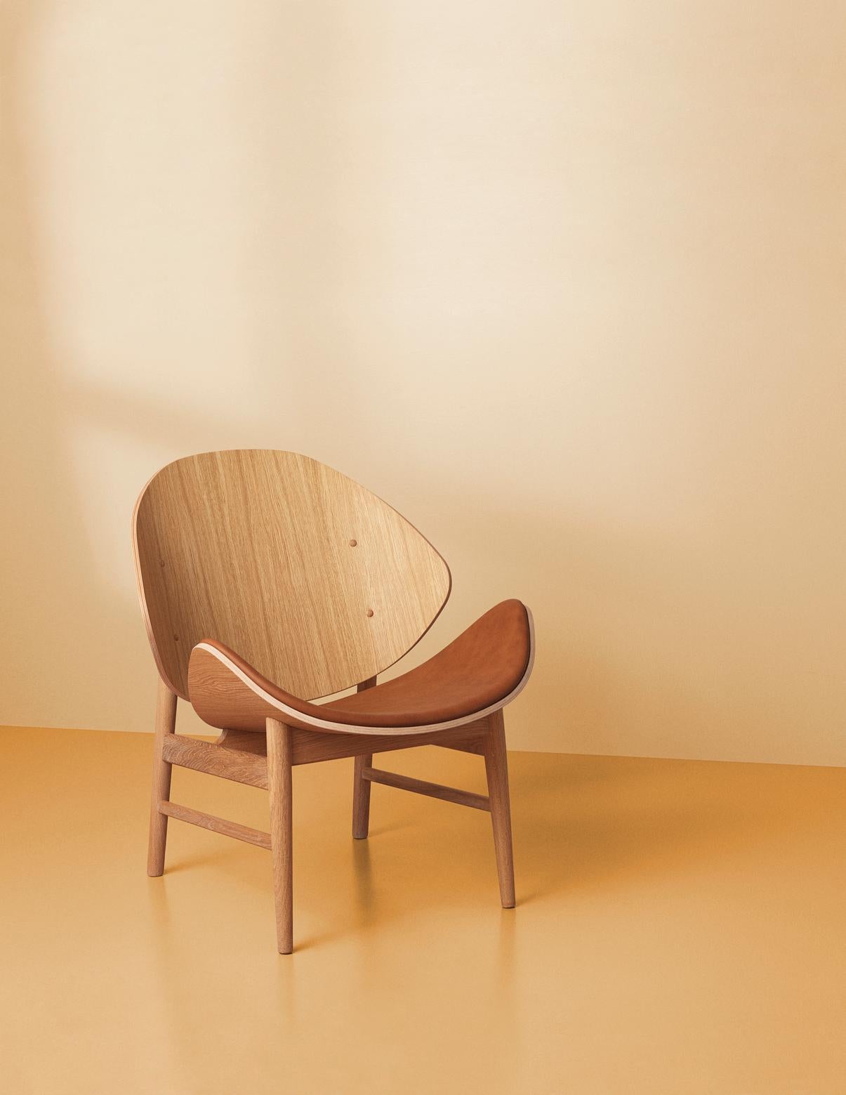 Danish Orange Chair Black Oak, Spicy Brown, Cognac Leather by Warm Nordic For Sale