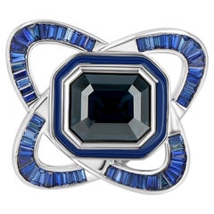 GIA Certified 7 Carat Burmese Spinel Ring with 1.1ct Tapered Baguette Sapphires