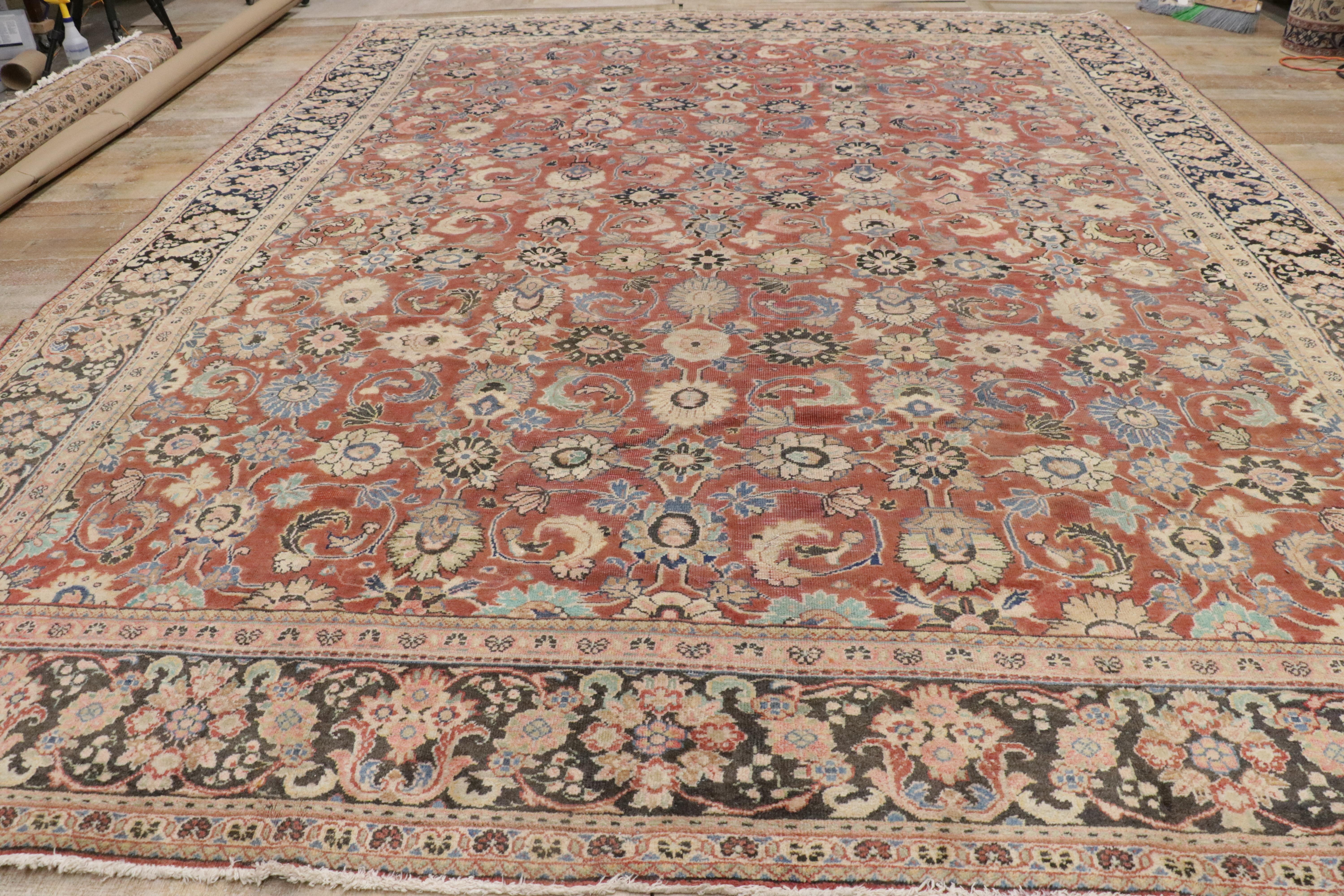 Tapis persan vintage de style colonial et fédéral avec motif Mahal en vente 3