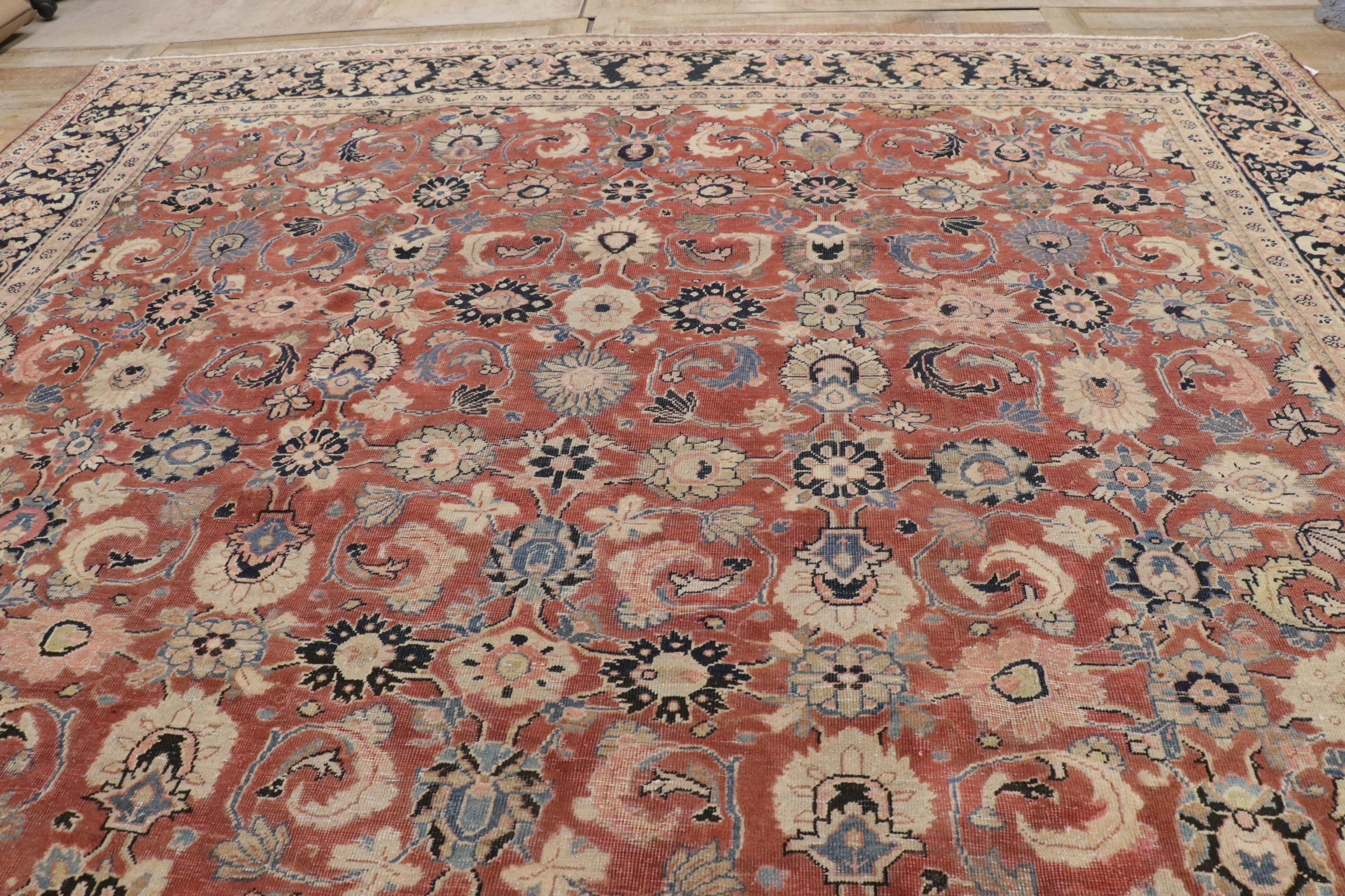 Tapis persan vintage de style colonial et fédéral avec motif Mahal en vente 7